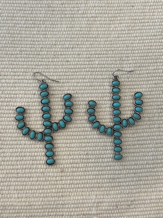 Jewelry - Turquoise Cactus Dangle Earrings